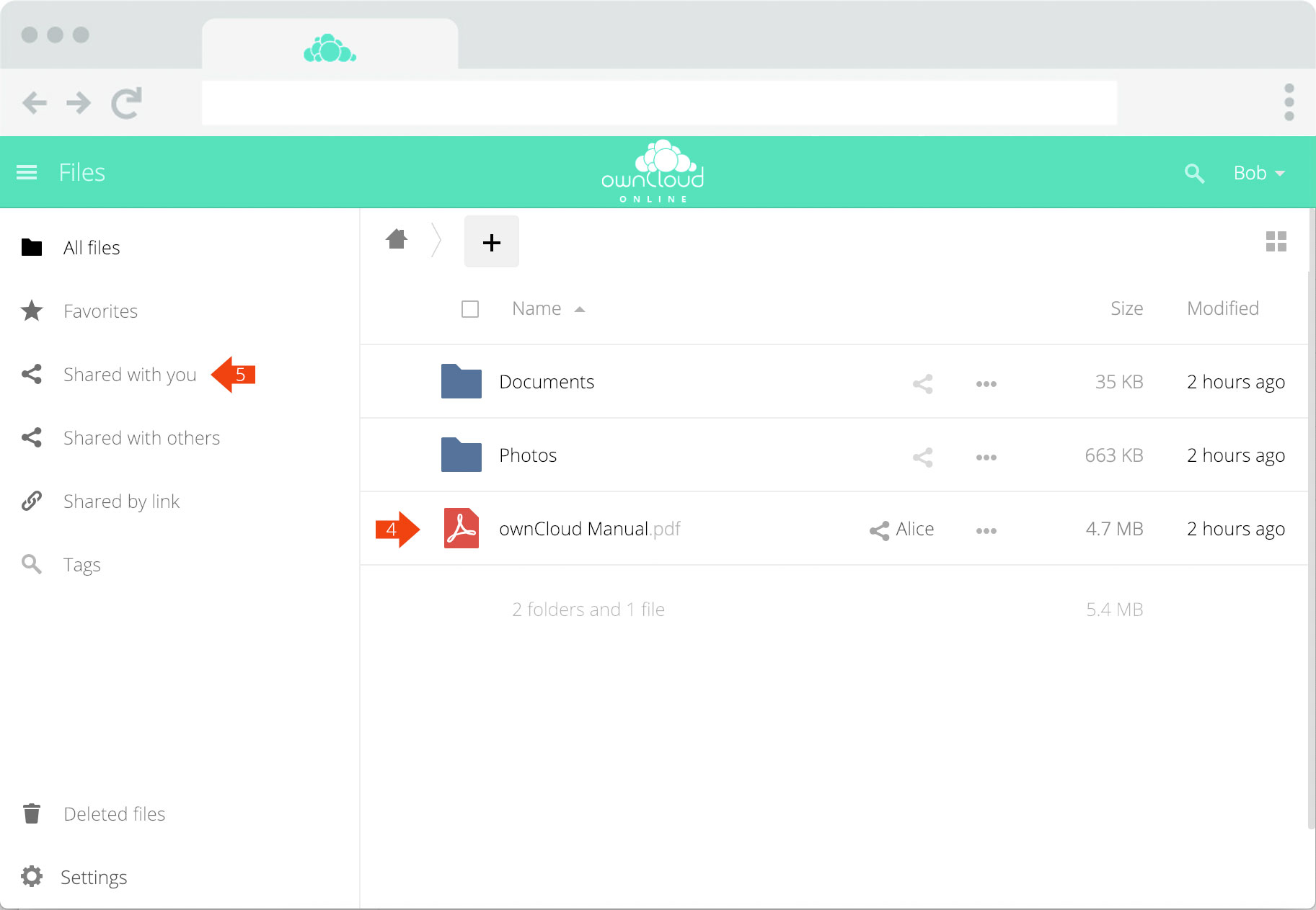 ownCloud.online - Sharing files step 5