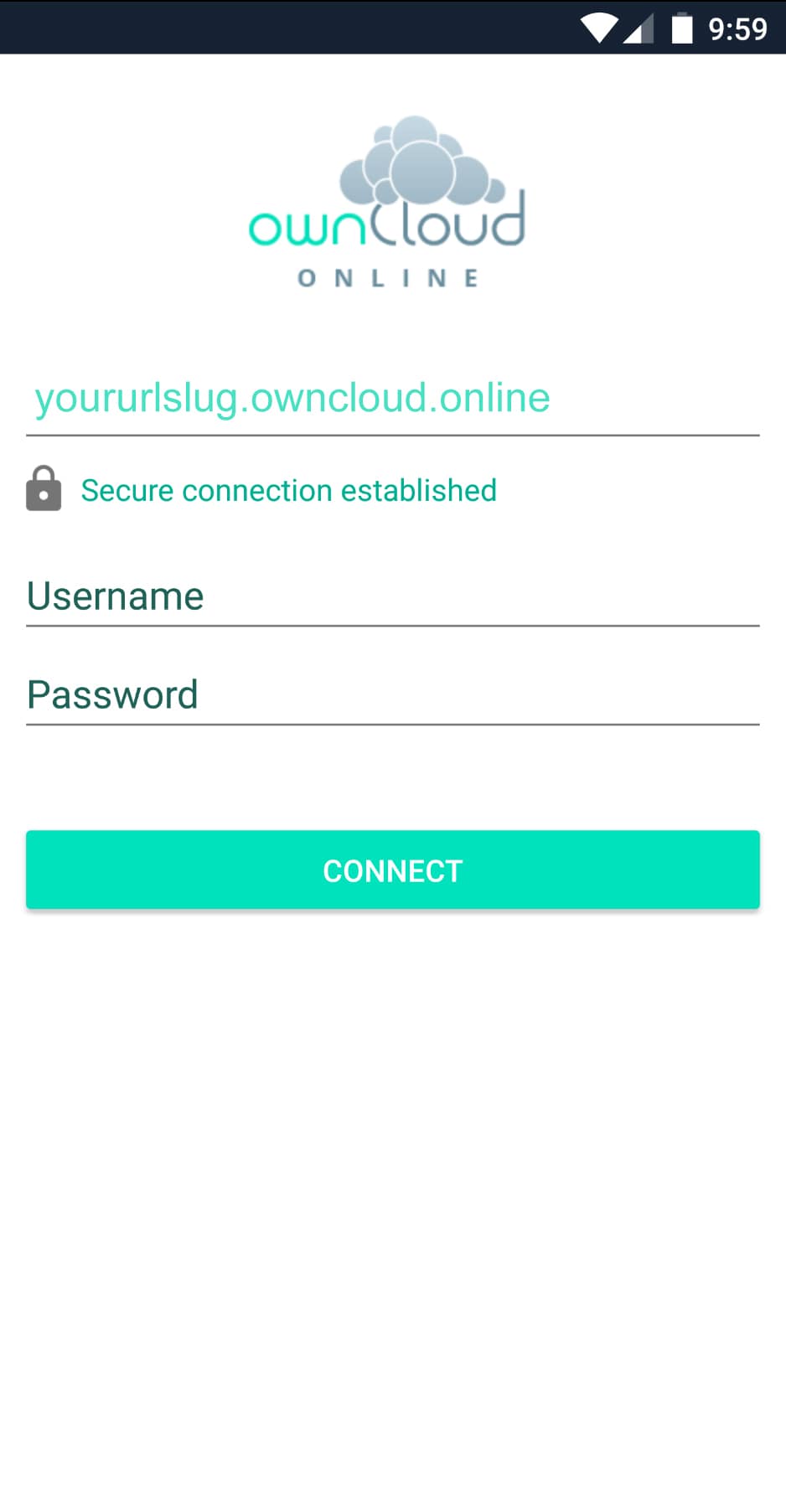 ownCloud.online Android Setup Step 1