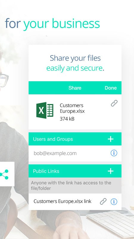 Sharing with users, groups and public links
