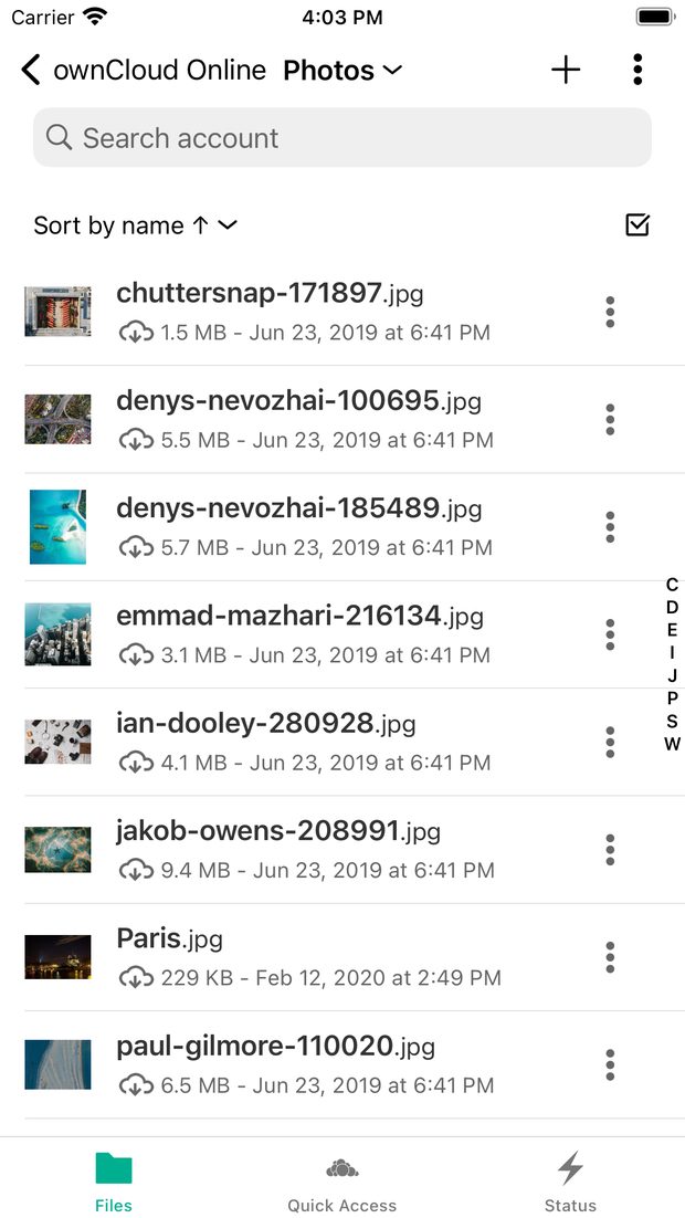 Your files with previews
