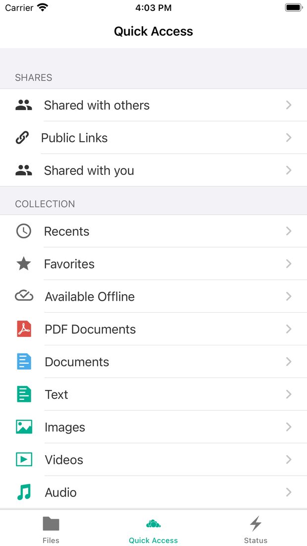 Quick Access with filters